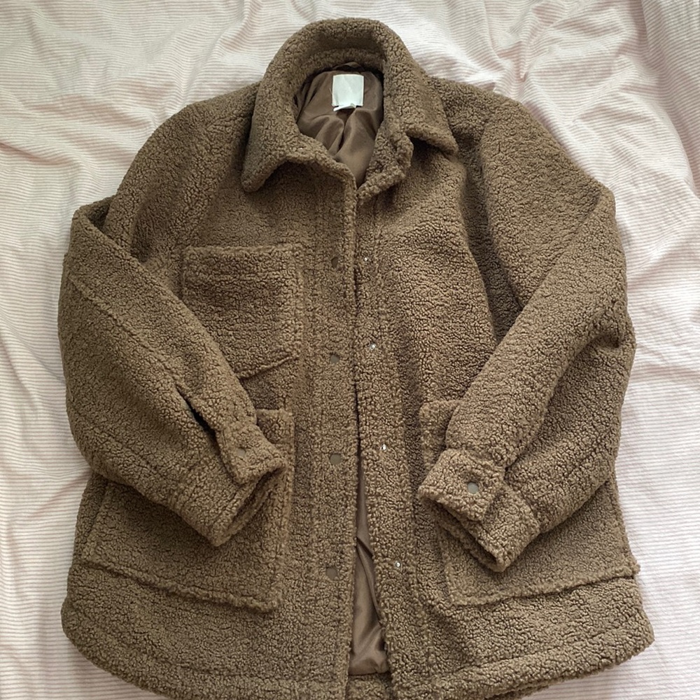 H&M brown teddy jacket 🐻🤎